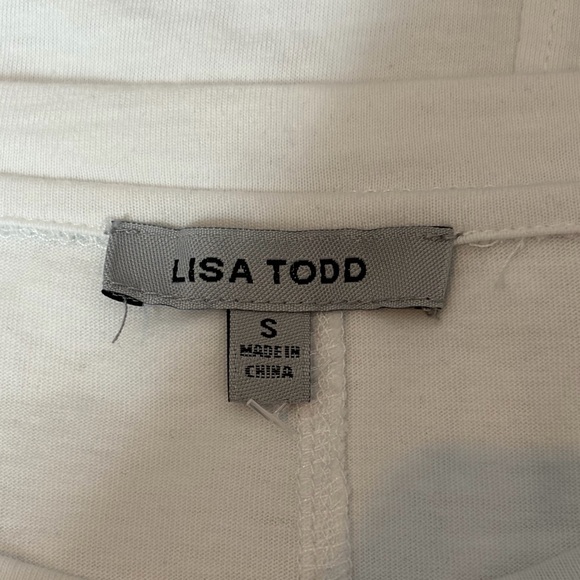Lisa Todd white Top preppy Comfort cotton snitched long sleeve size small - Picture 2 of 13